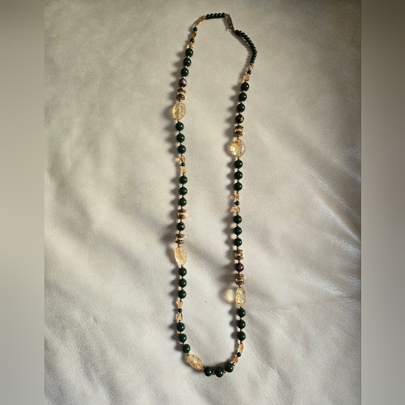 Suzette Necklace Beaded Green Enamel Vintage Beads - Picture 1 of 16